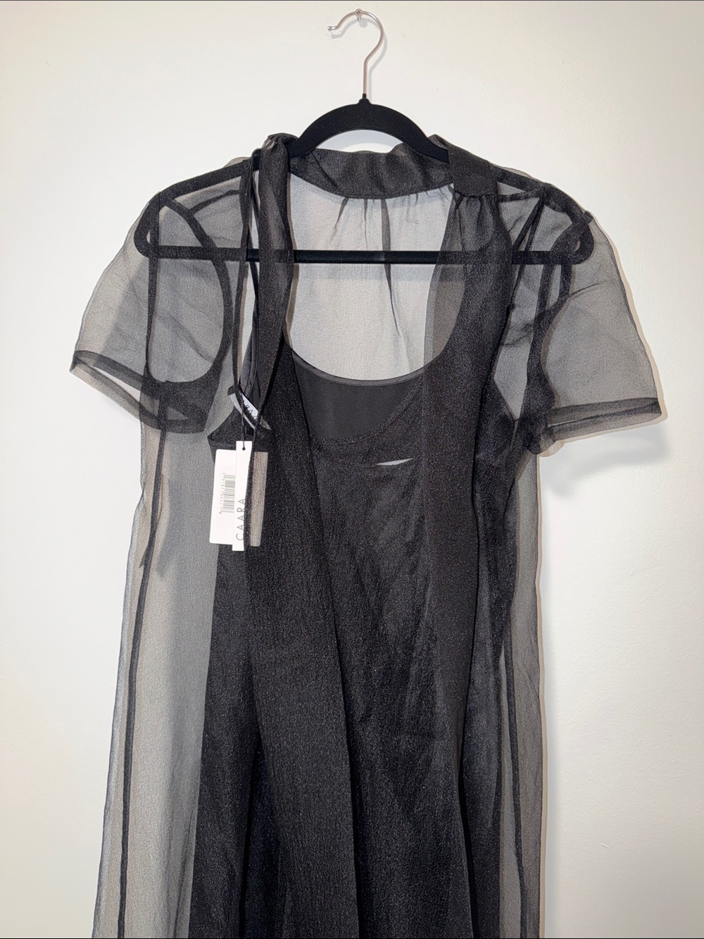 Chiffon Sheer Overlay Maxi Dress in Black - Picture 5 of 5